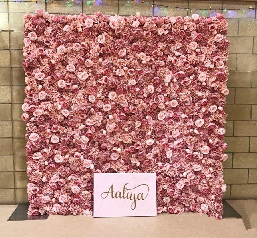 (45x65cm) Kunstblumen Wand Party Deko Rosen Photo Booth Blumenwand - Weiss