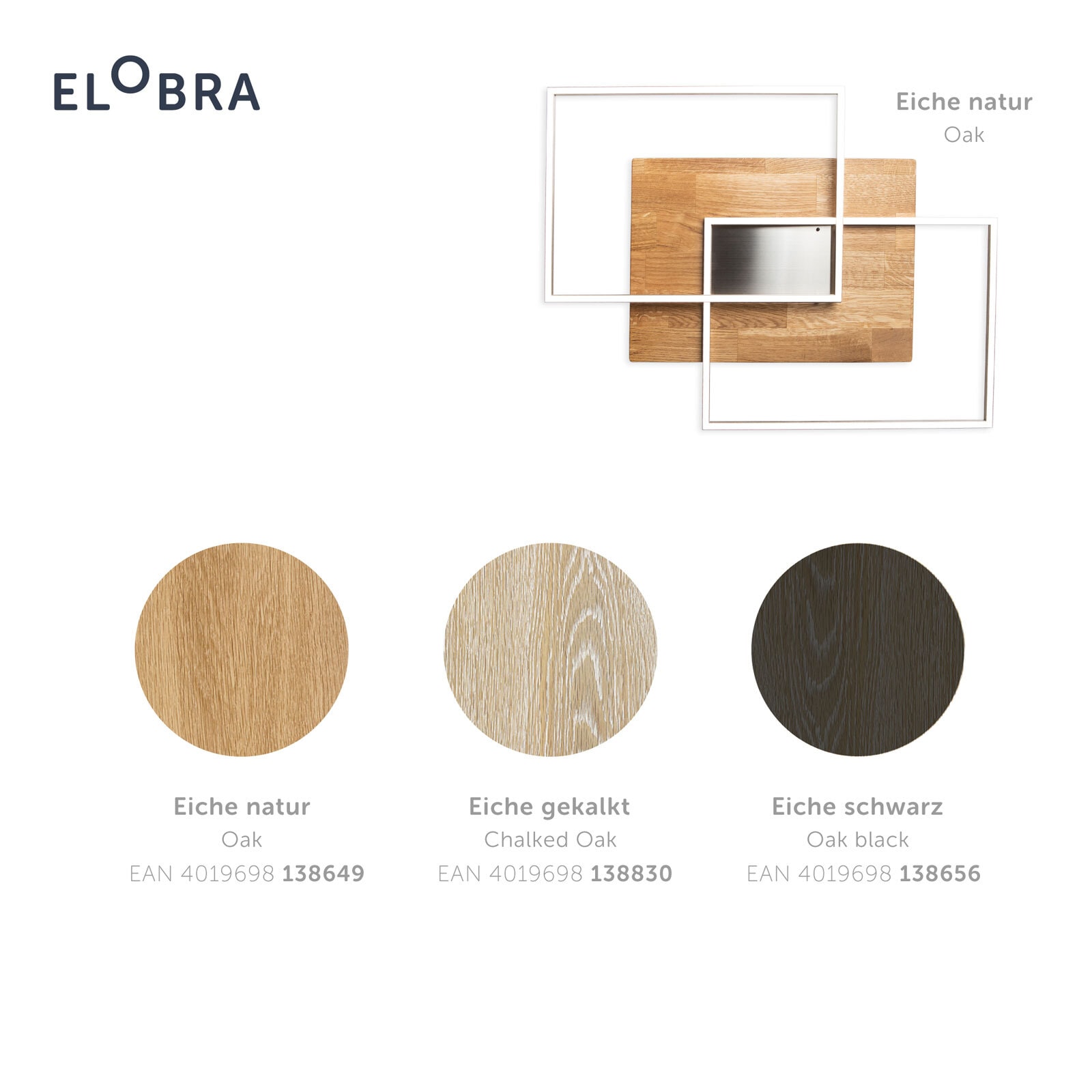 ELOBRA CCT LED Deckenlampe PANAMA 42 x 50 cm Nickelfarbig mit Holz