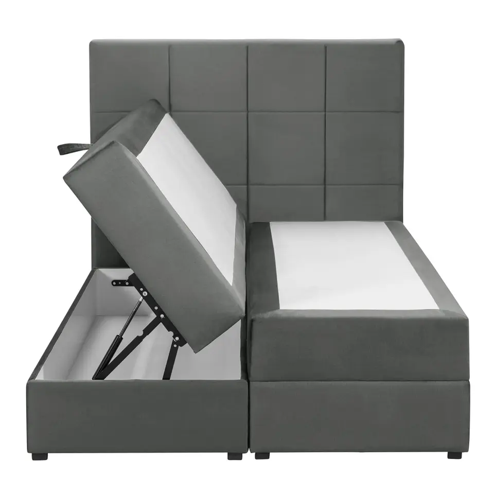 Boxspring met opbergruimte Liv geblokt - grijs - 120x200 cm