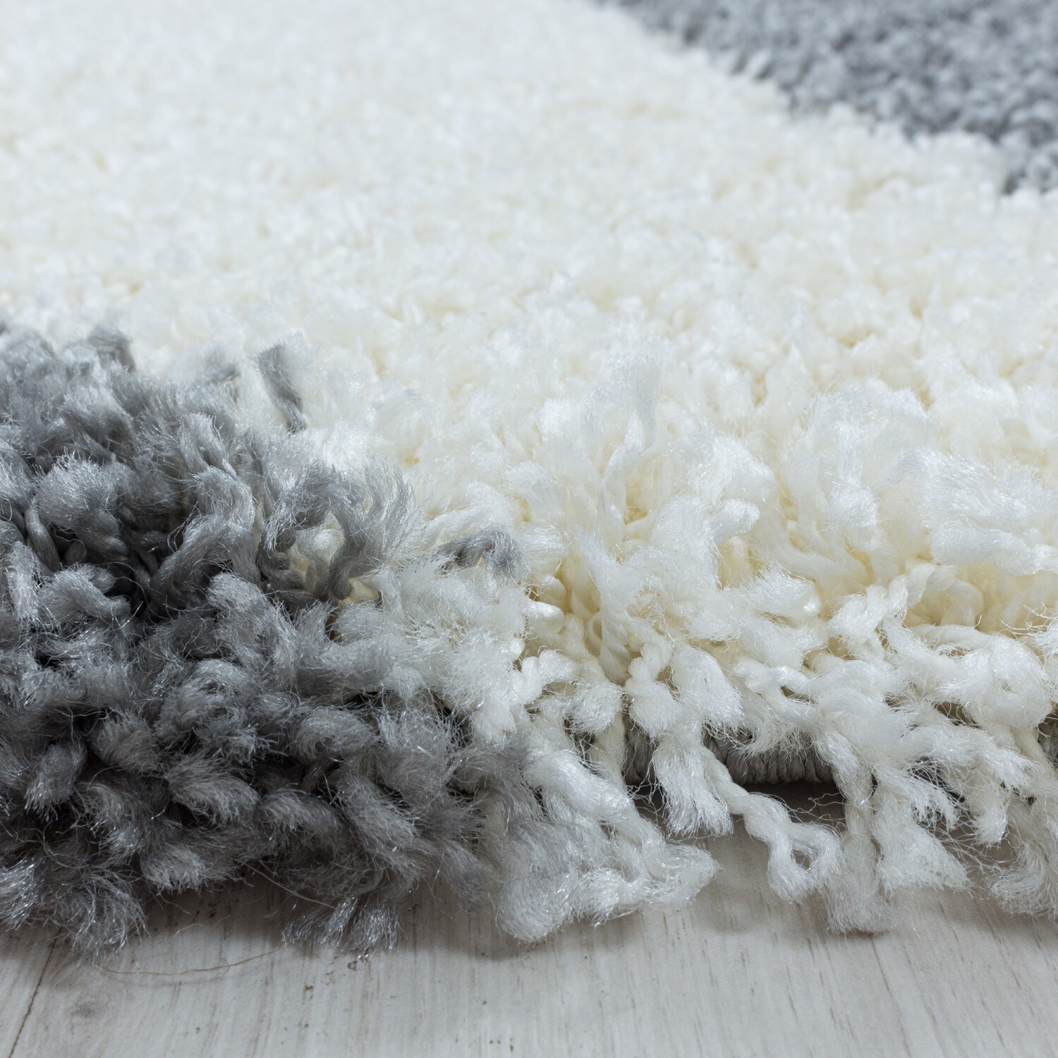 Stilvoller Runde Hochflor Teppich, Modernes geometrisches Design, Shaggy Teppich