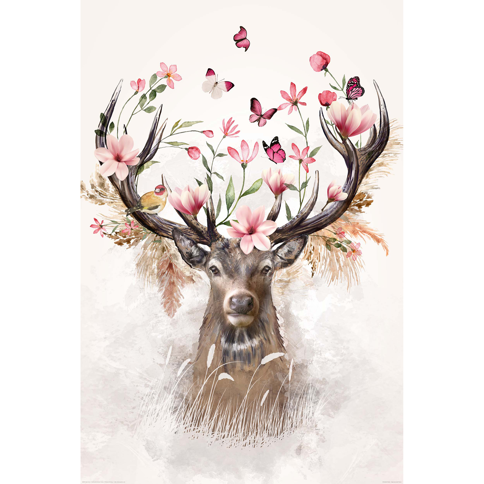 Deco Panel BLUMEN & HIRSCH - 60x90 cm