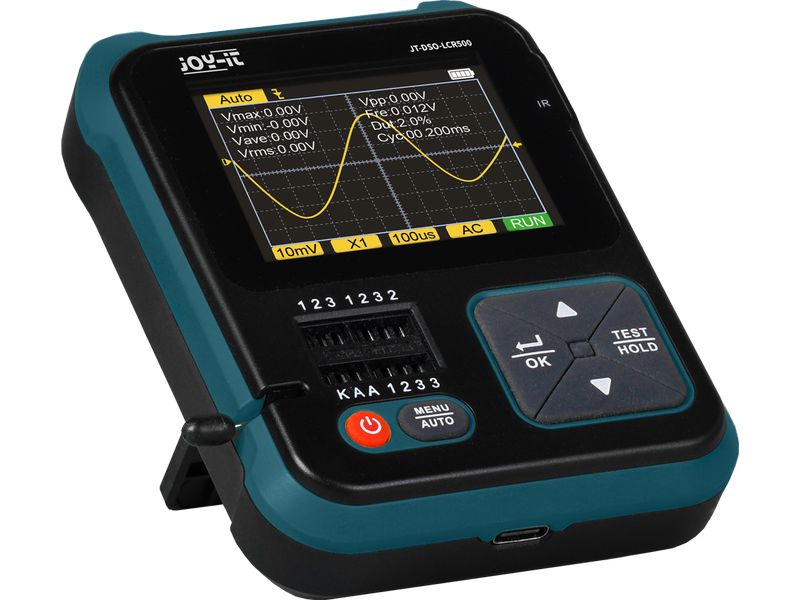 jOY-iT Mobiles 3-in-1 Oszilloskop, Signalgen., Komponentent DMSO2D72 2-Kanal-Oszilloskop mit Digitaloszilloskop, Signalgenerator, Messung von Zenerdioden, Messung von DS18B20-Sensoren, Messungen von DHT11-Sensoren und Infrarot-Decoder