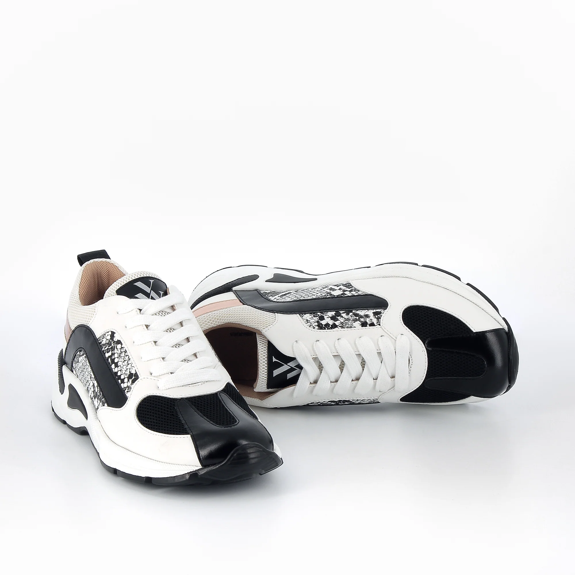 Sneakers-Baskets Joanna blanches à empiècement serpent