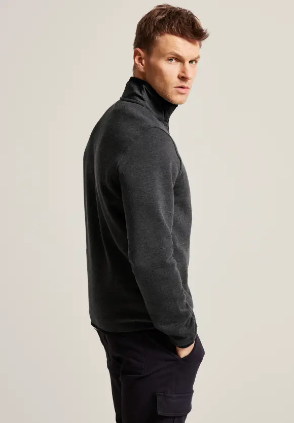 Sweatshirt mit Troyerkragen - storm grey melange