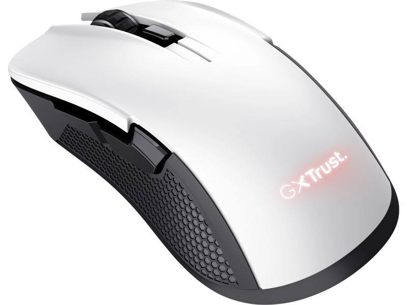 Trust Gaming-Maus GXT923 Ybar Weiss Kabellose Gaming-Maus mit RGB-Beleuchtung und 50 Stunden Akkubetriebsdauer