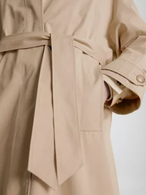 Trench coat de sarja relaxada
