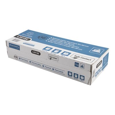 Exacompta - 10 Bobines caisses Safecontact - papier thermique simple couche 80 x 80 mm - 76 m