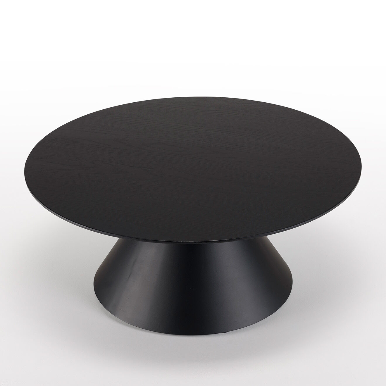 Macabane Table basse ronde pied conique métal Daly noire - 78x78 cm