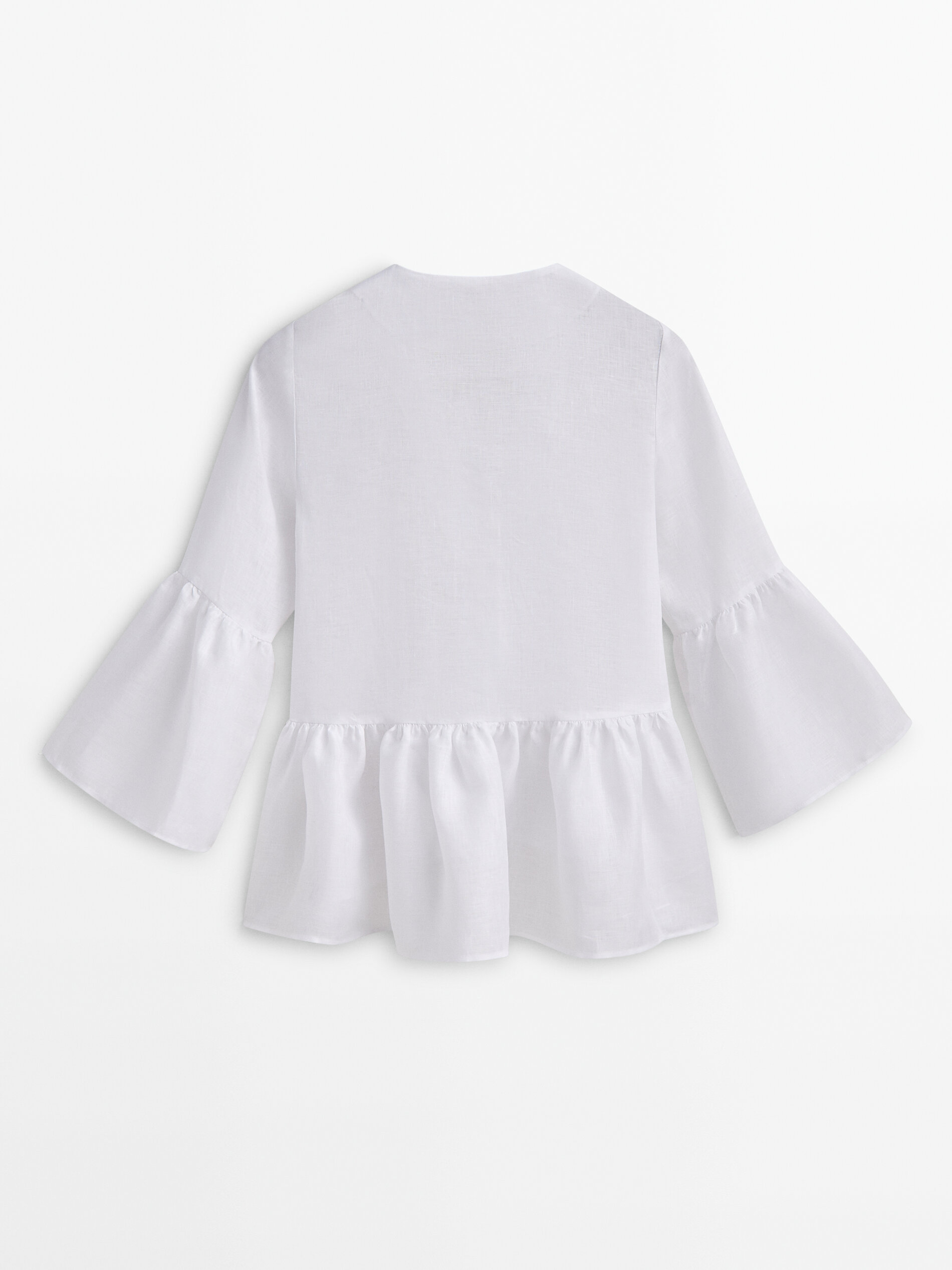Camisa peplum de linho com botões - Studio - BRANCA