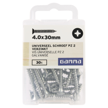 GAMMA schroef universeel platkop verzinkt 4.0x30mm 30 stuks