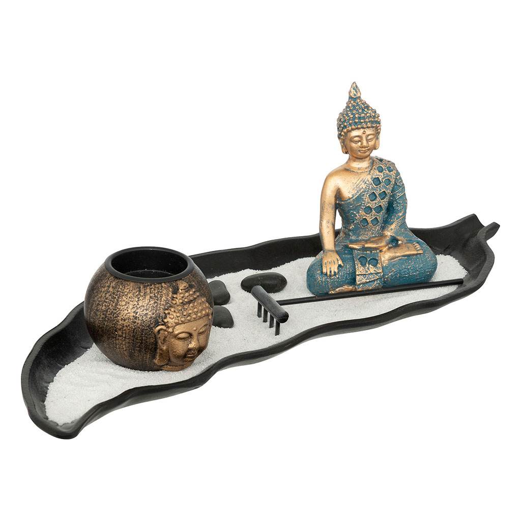 Jardin zen SHAMY bouddha et bougeoir L 36cm