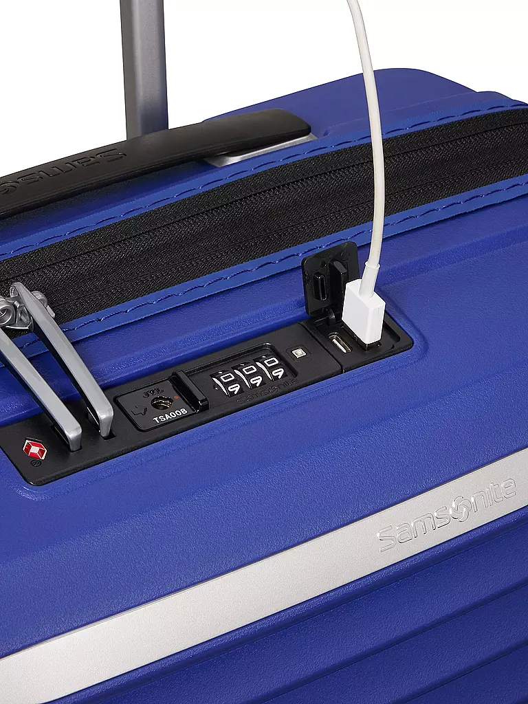 SAMSONITE Trolley  UPSCAPE SPINNER 55cm erweiterbar nautical blue blau