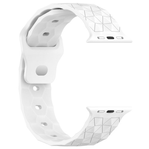 Apple Watch (49/46/45/44 mm) Silikon Armband mit Fussball-Muster (Gelenkumfang: 140-215mm) - Weiss