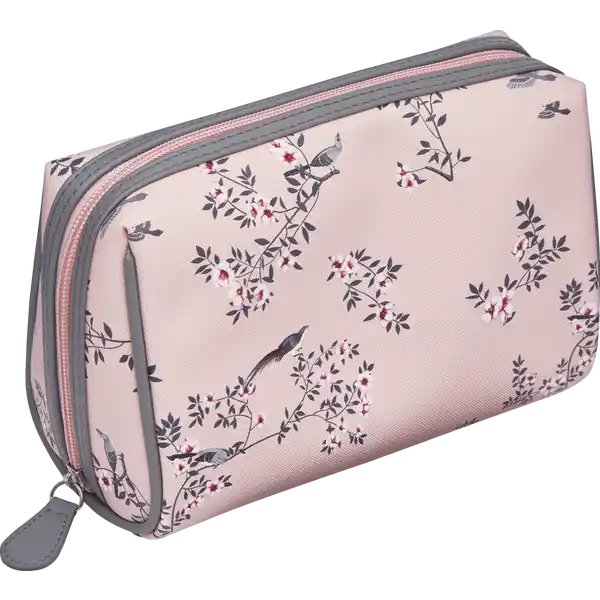 Schminktasche rosa mit Vogelmotiv