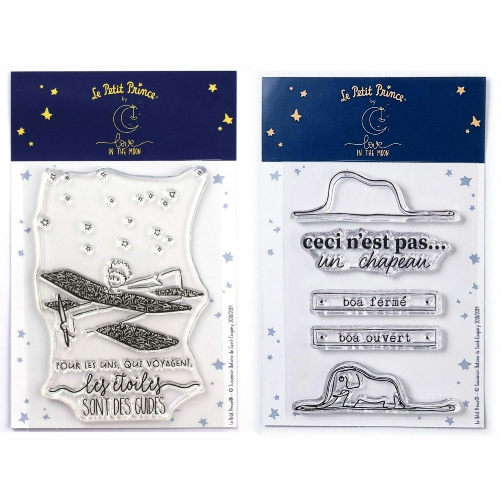 6 tampons transparents le petit prince avion et boa