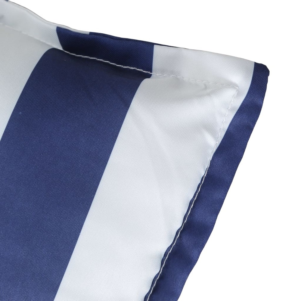 Coussin de banc de jardin rayures bleues et blanches 100x50x7cm