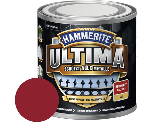 Hammerite metaalbeschermlak Ultima Ral 3003 robijnrood mat 250 ml