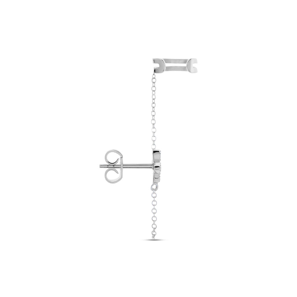 Bijou D'oreille Unitaire Argent Blanc Heh Oxydes De Zirconium