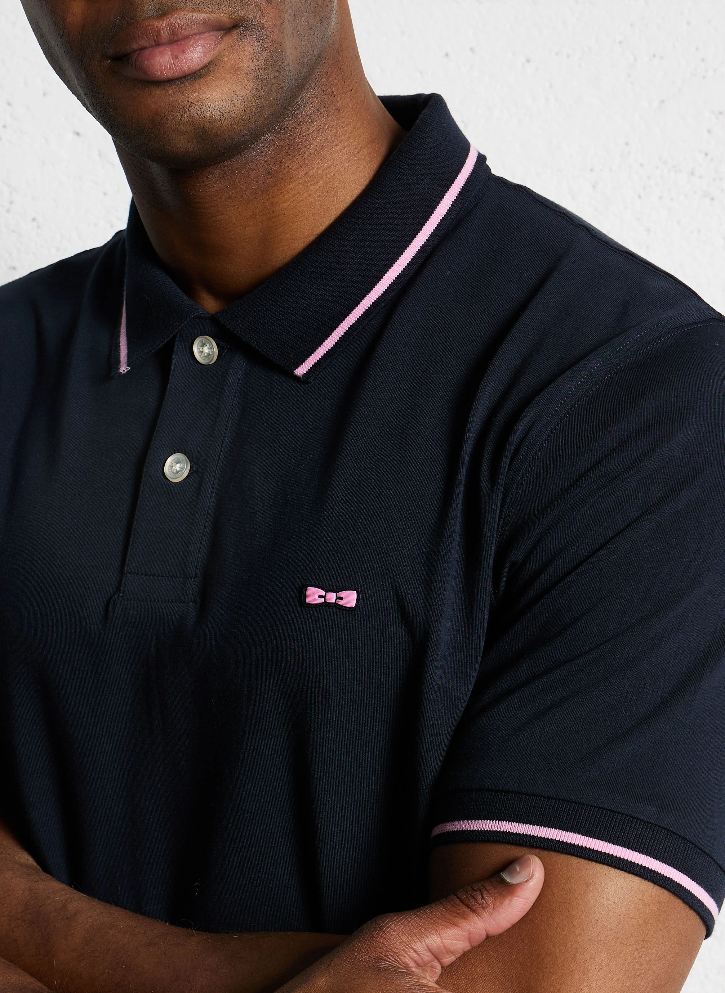 Polo slim-fit en coton mélangé | Bleu