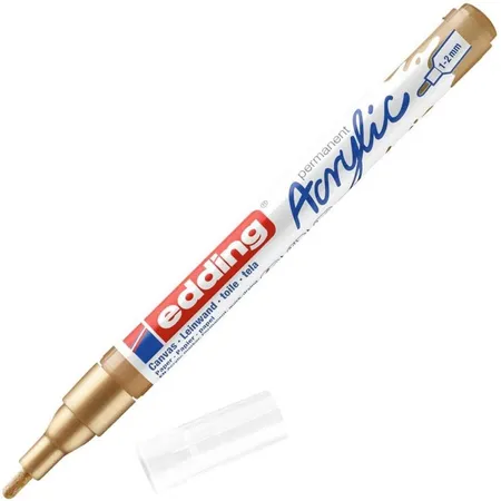 edding 5300 Acrylmarker fein - gold - 1 Acrylstift wasserfest - feine Rundspitze 1-2 mm