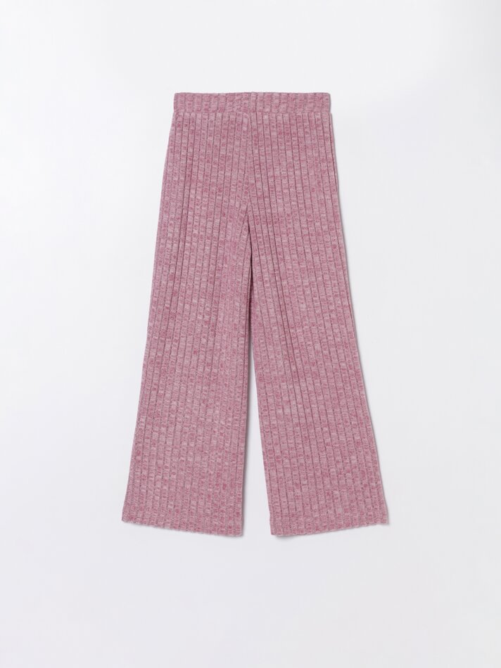 Calças culote de malha - Rosa escuro