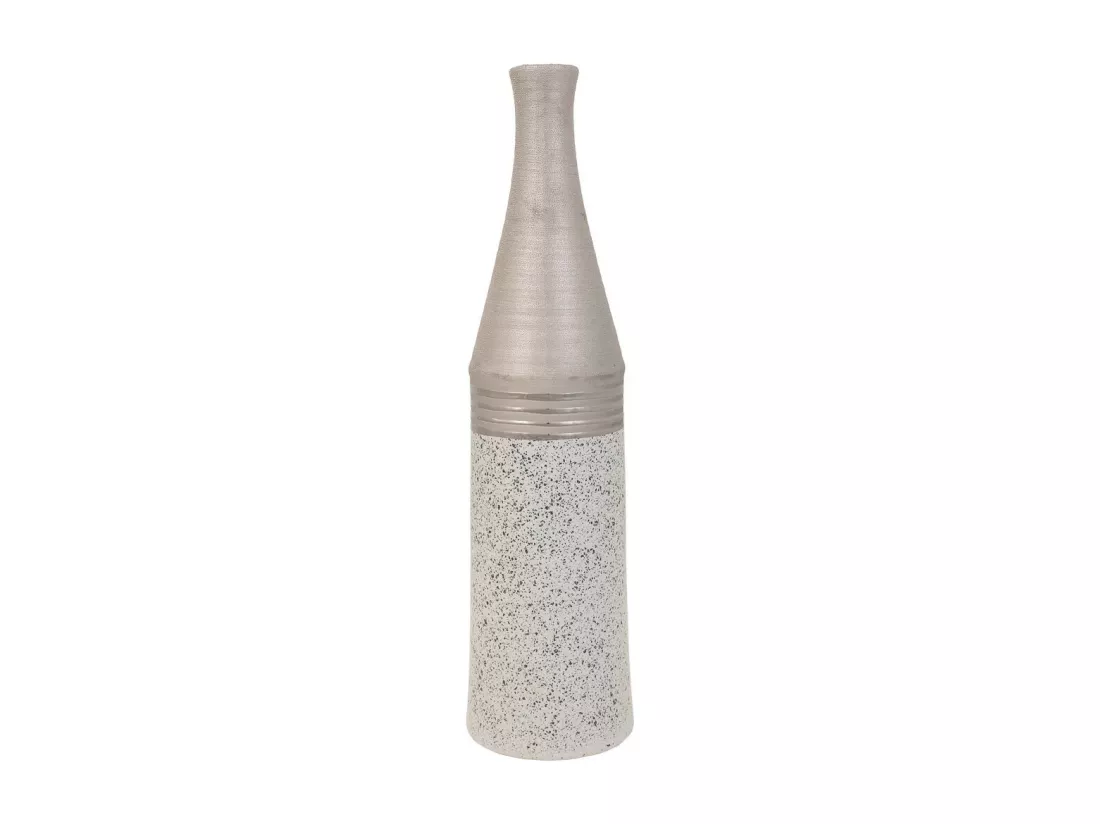 Vase en céramique argentée 13,5x13,5x53h