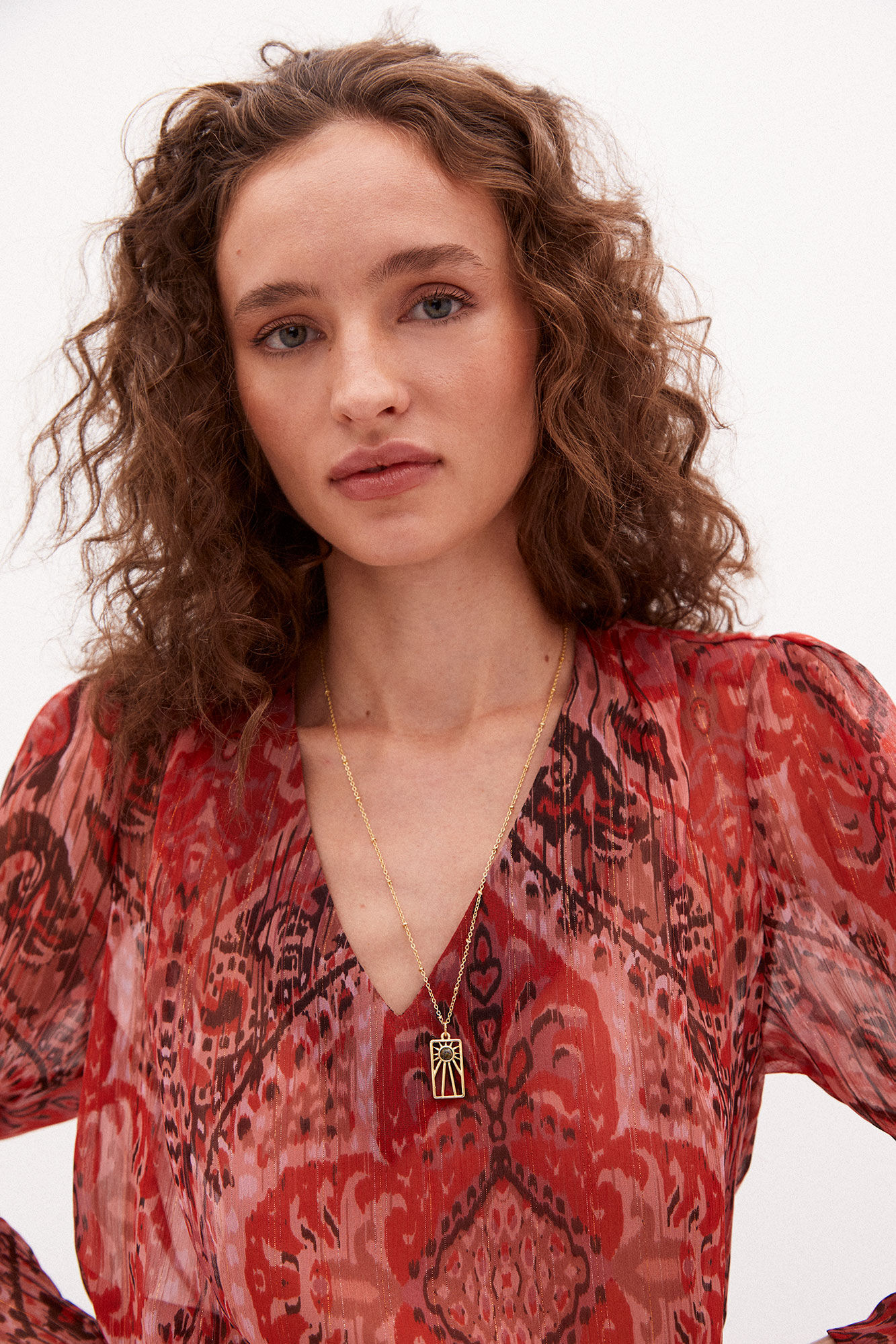 Blusa Paula estampada com fio metálico - Vários modelos