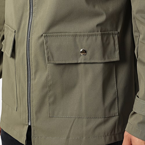 Veste Zippée Capuche Vert Kaki