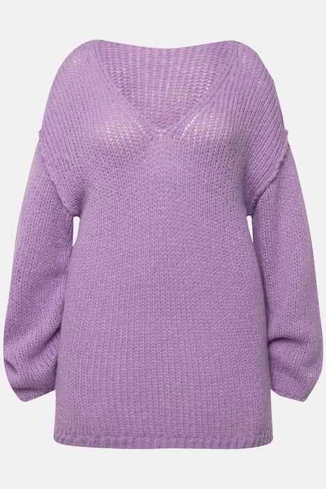 Pullover, oversized, Ballonärmel, V-Ausschnitt.