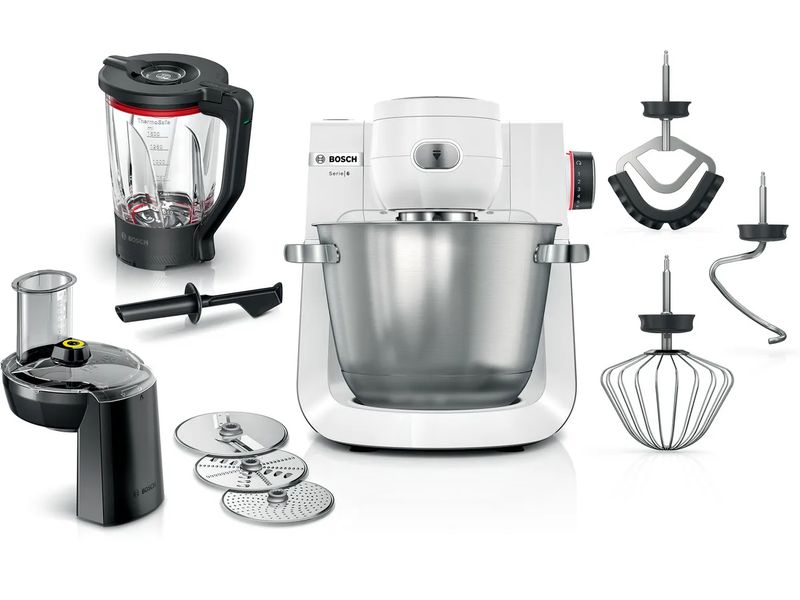 Bosch Küchenmaschine Serie 6 MUMS6EW22 Edelstahl/Weiss Multifunktionales Küchengerät