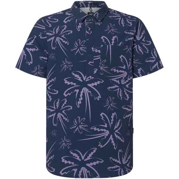 Chemise OAKLEY DECO PALMS RC SS BUTTON DOWN THREE LINES PALMS BLUE
