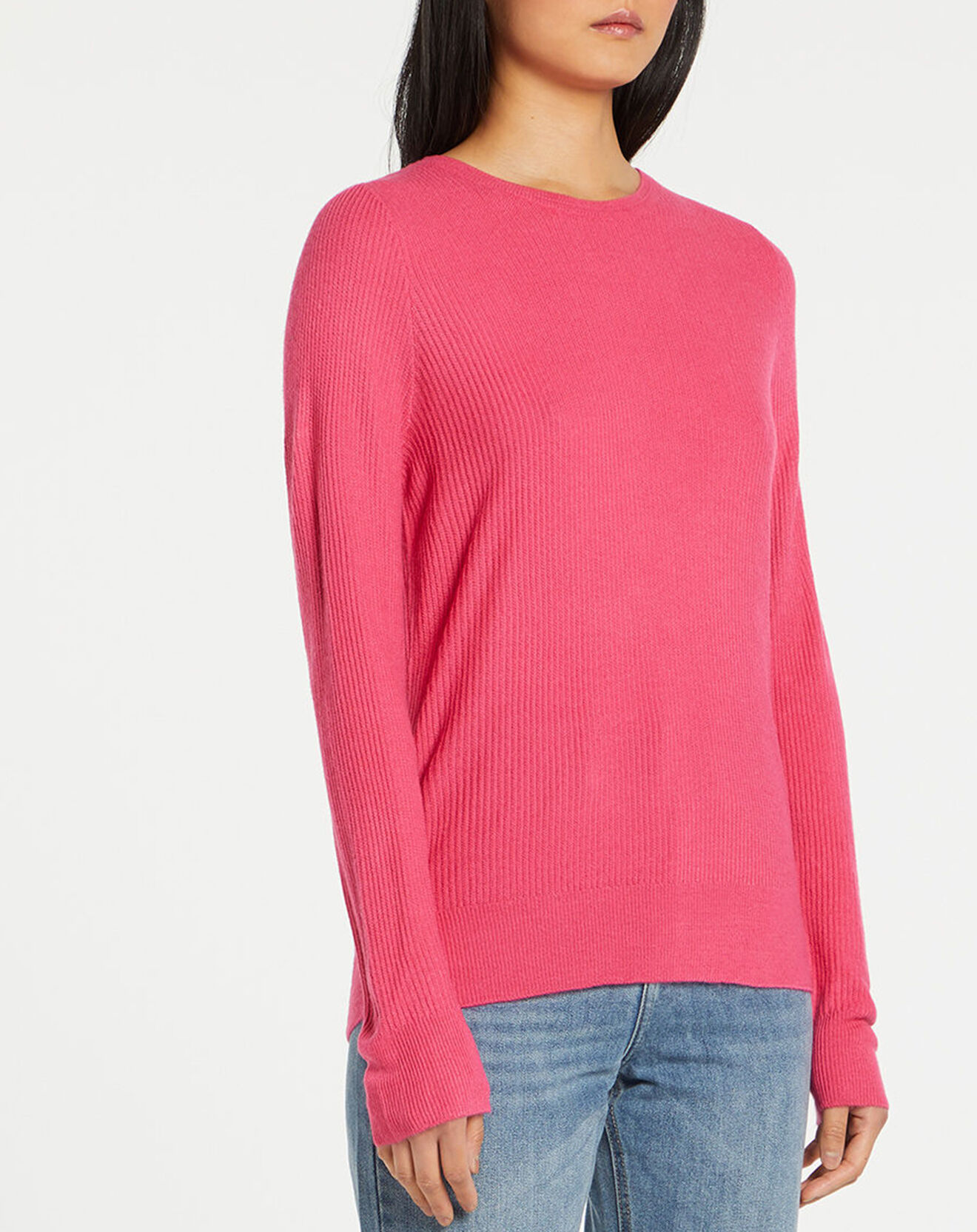Galeries Lafayette Pull en Maille fine col rond Fanny rose