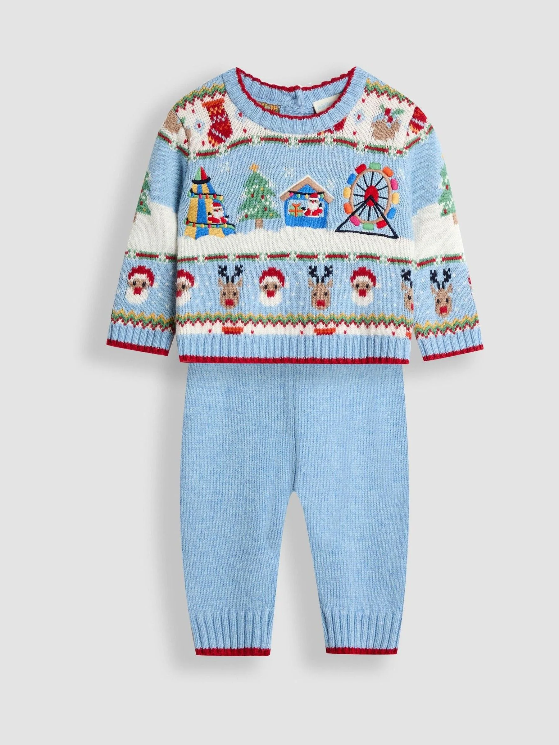 JoJo Maman Bébé 2-delige Kerstmis Fair Isle Trui & Leggings Set