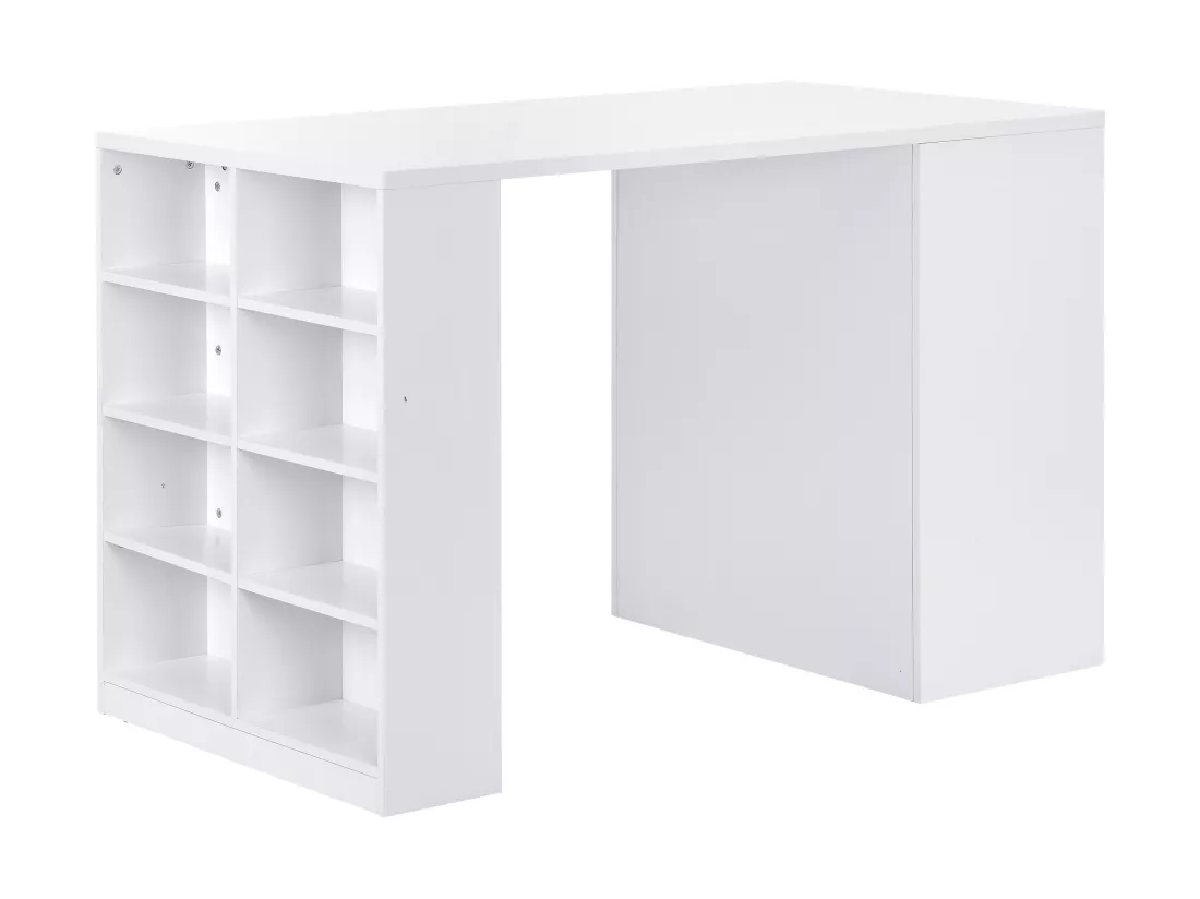 Ilot central de cuisine avec 3 tiroirs et 8 niches en MDF - Blanc et Naturel clair - PALESTRINA