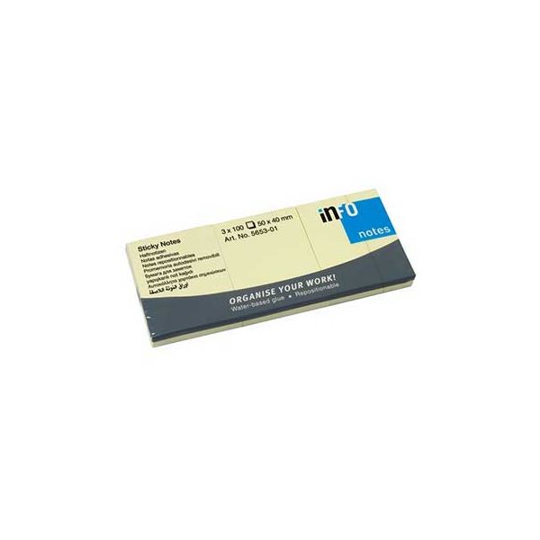 Infonotes Bloco Adesivo Amarelo 50x40mm 100 Fls Pack 3