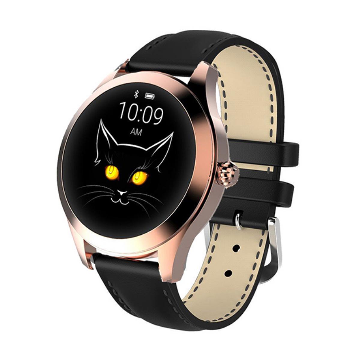 TPFNet Damen Smart Watch / Fitness Tracker IP68 - Kunstleder Armband - Android & IOS - Gold / Schwarz