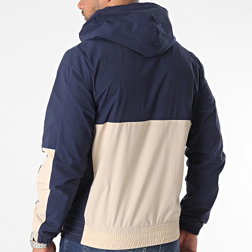 Veste Col Zippé Capuche Open Track 40267 Bleu Marine Beige