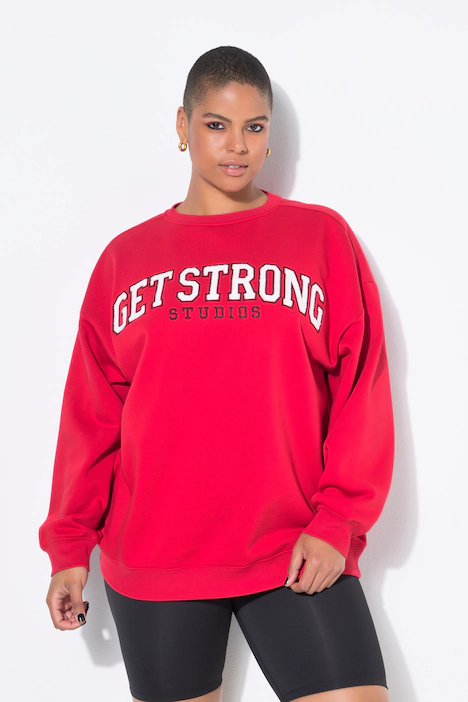 Sweatshirt, Oversize Shape, Frottee Statement, rot