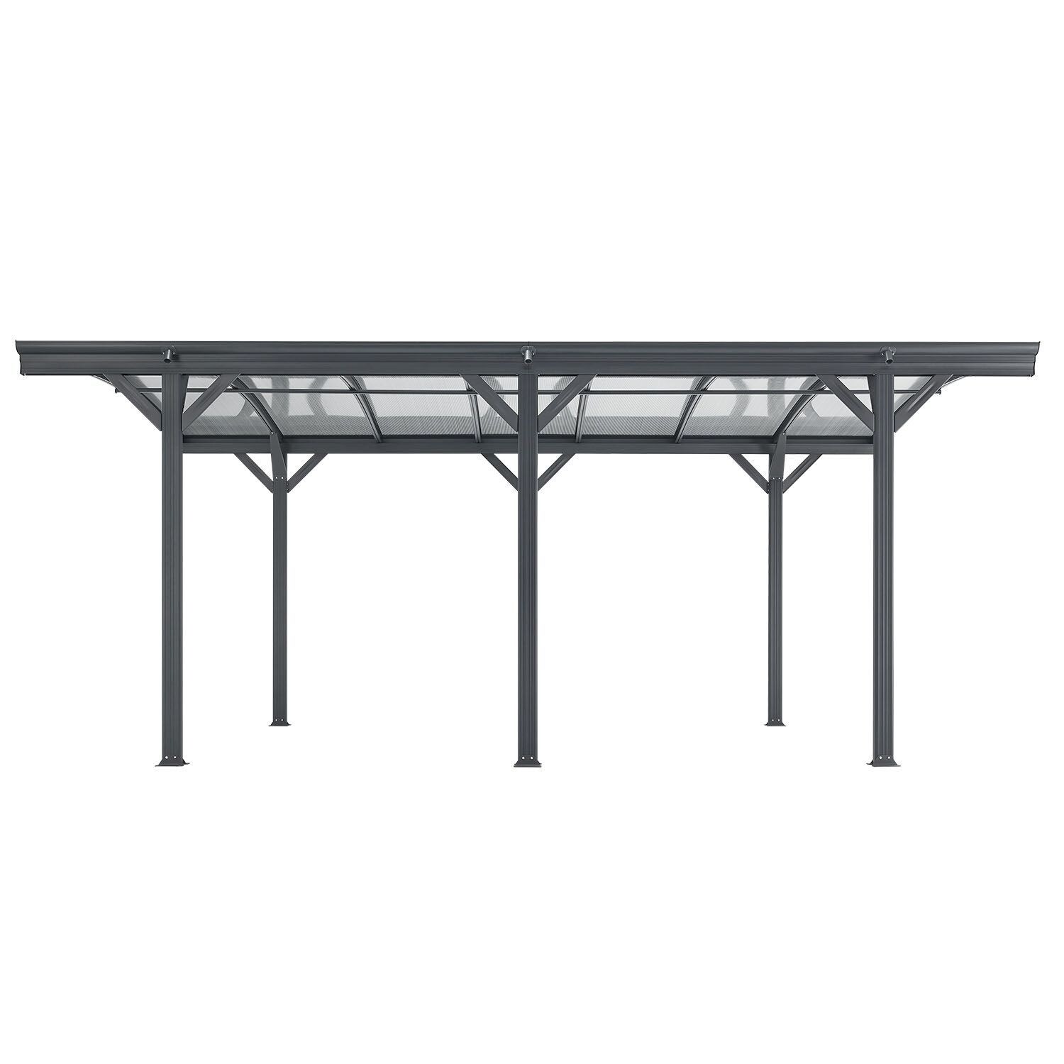 Juskys Carport mit Bogendach 5x3 m – freistehende Überdachung aus Aluminium mit Doppelstegplatten