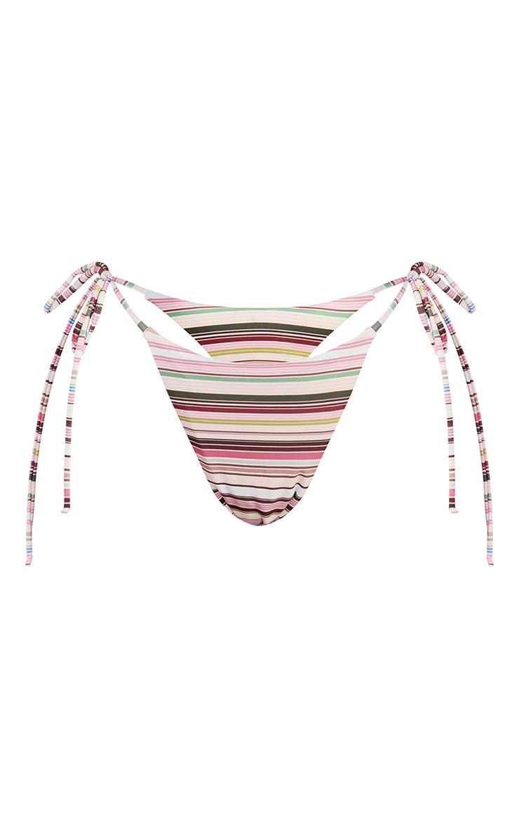 Rose Bas De Bikini String À Imprimé Rayé