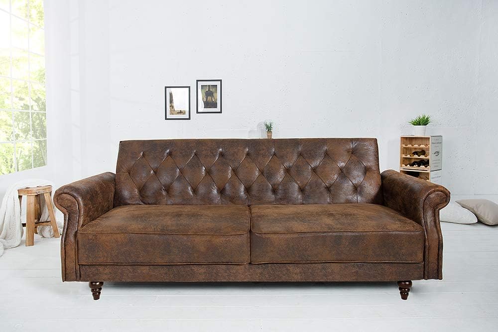 invicta INTERIOR Chesterfield Sofa Maison Belle AFFAIRE 220cm antik braun mit Schlaffunktion Schlafsofa Schlafcouch
