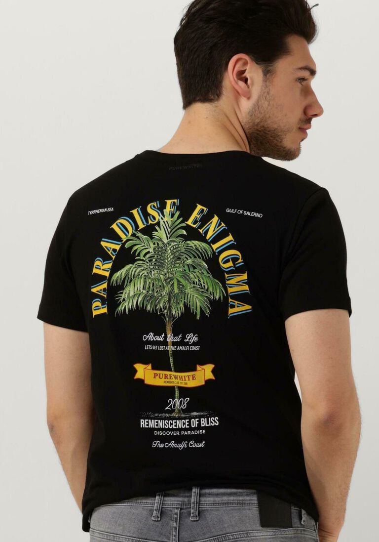 PUREWHITE zwarte purewhite t-shirt tshirt with small logo on chest and big back print