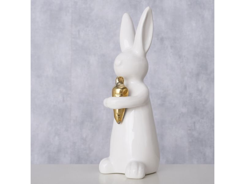 Boltze Aufsteller Hase Hopsi 15 cm, Keramik, Weiss Osterdeko