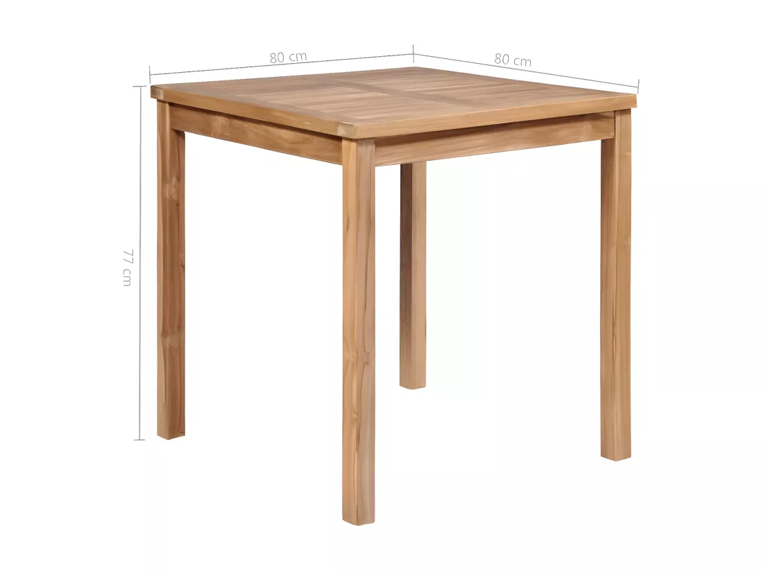 Prolenta Premium - Table de jardin 80x80x77 cm Bois de teck solide