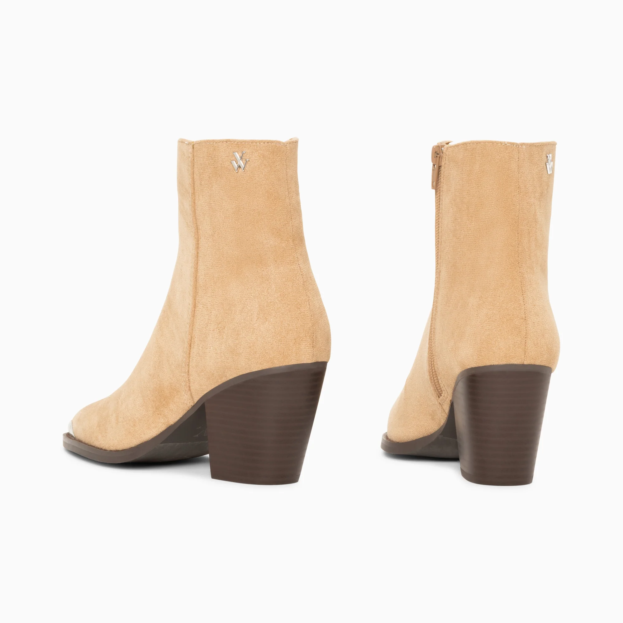 Bottines-Bottines santiags Jenn beiges à talon