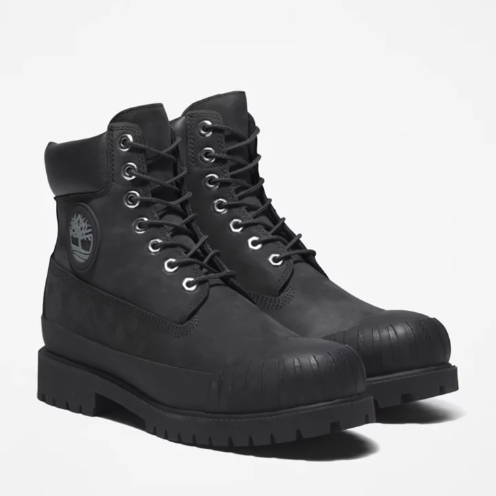 Bota Timberland Premium Masculina de 6 Polegadas com Biqueira de Borracha na Cor Preta