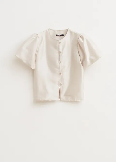 Top met pofmouwen off-white (ECRU)