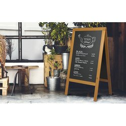 Panneau trottoir WOODY, avec tableau noir, noir