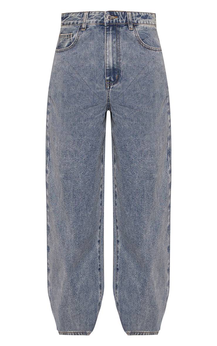 Vintage Bleach Wash Jean Boyfriend Ample Taille Haute Pour Grande Taille