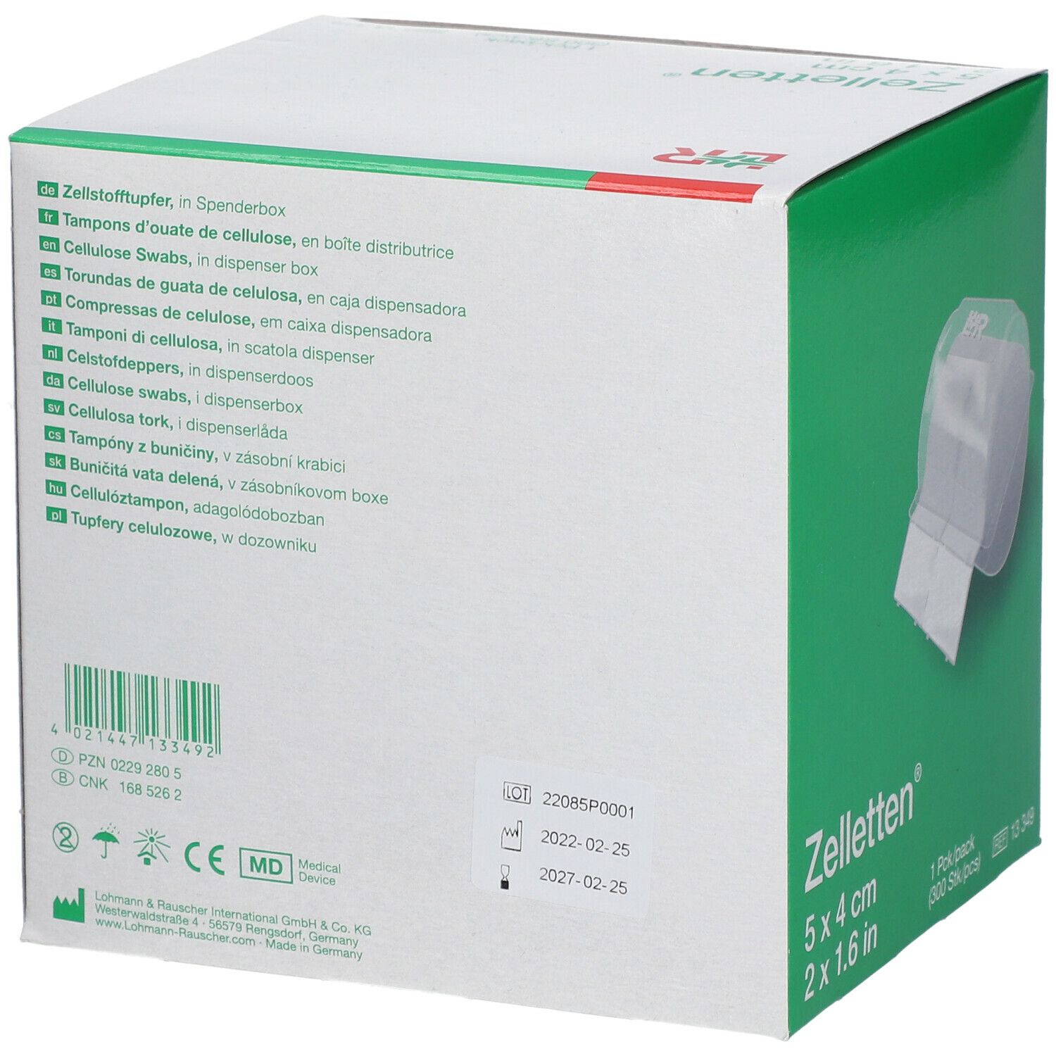Zelletten Tupfer gerollt unsteril 5x4cm